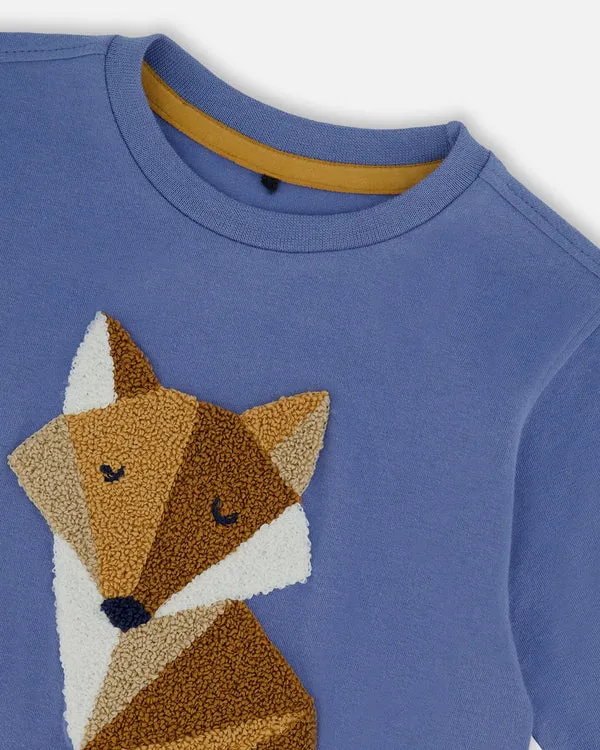 deux par deux Boys T-Shirt w/Fox Applique - Blue