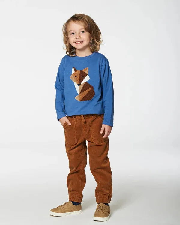 deux par deux Boys T-Shirt w/Fox Applique - Blue