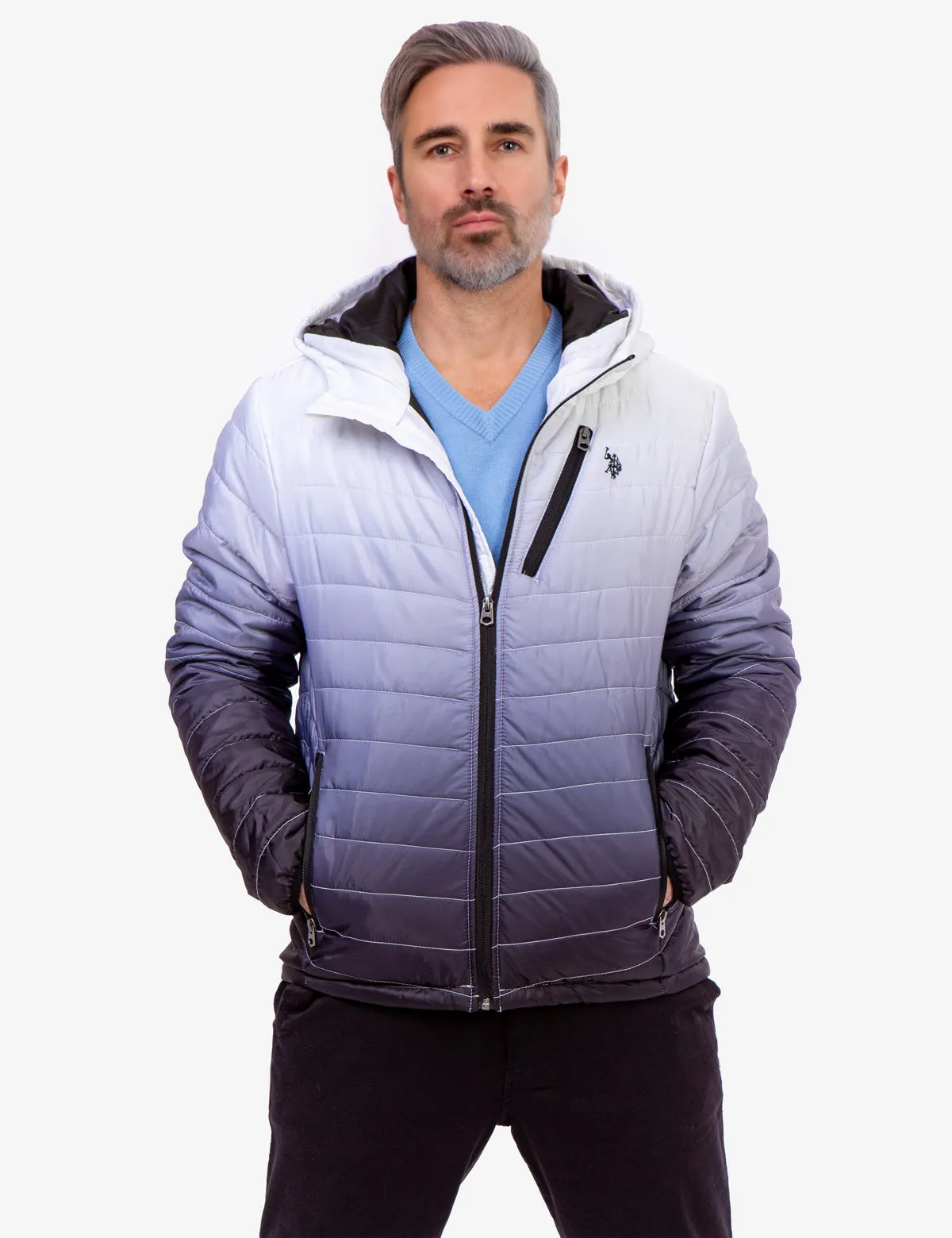 DIP DYE CHEVRON PUFFER JACKET