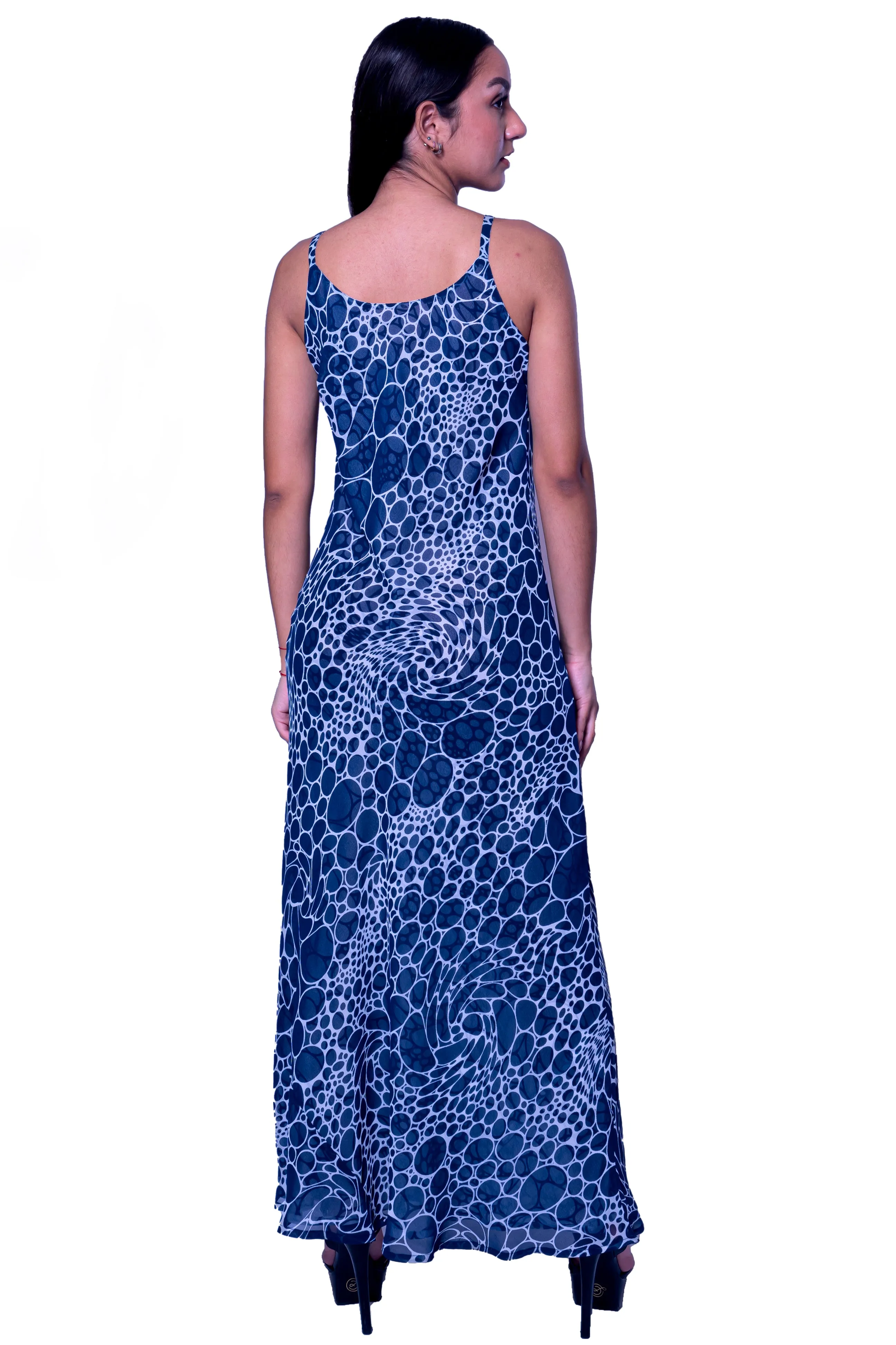 DK 682 Bubble Print Long Reversible Shift Dress with Matching Jacket