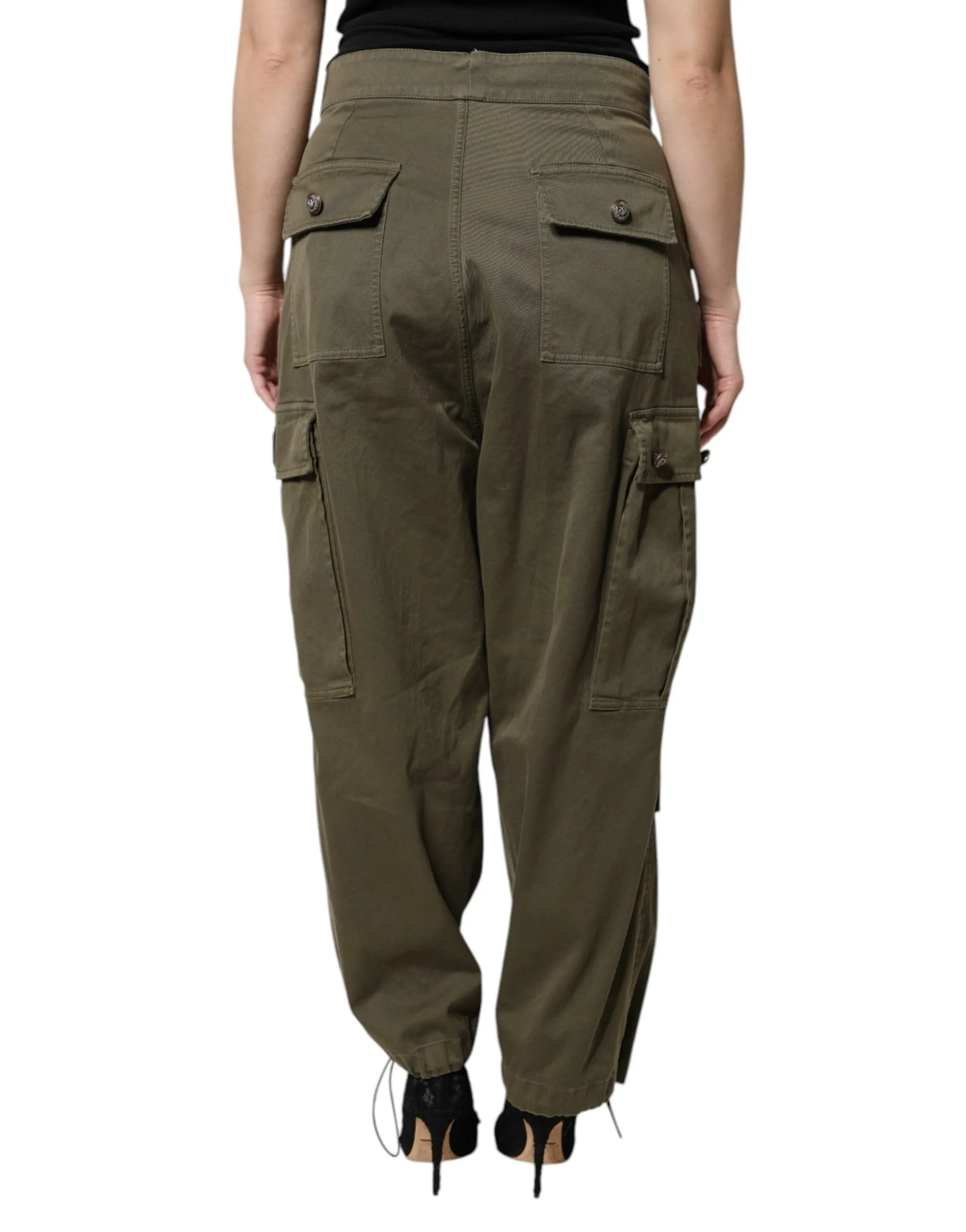 Dolce & Gabbana Army Green High Waist Cargo Pants