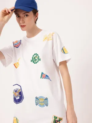 DressBerry Sporty Charm Printed Relaxed Fit Mini T-Shirt Dress
