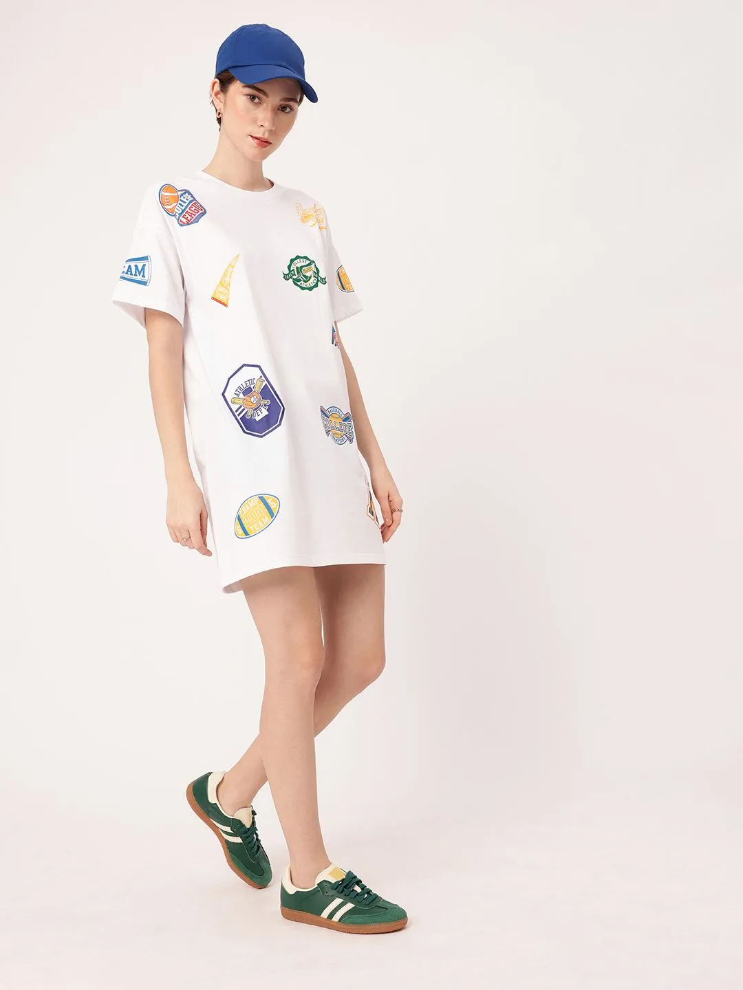DressBerry Sporty Charm Printed Relaxed Fit Mini T-Shirt Dress