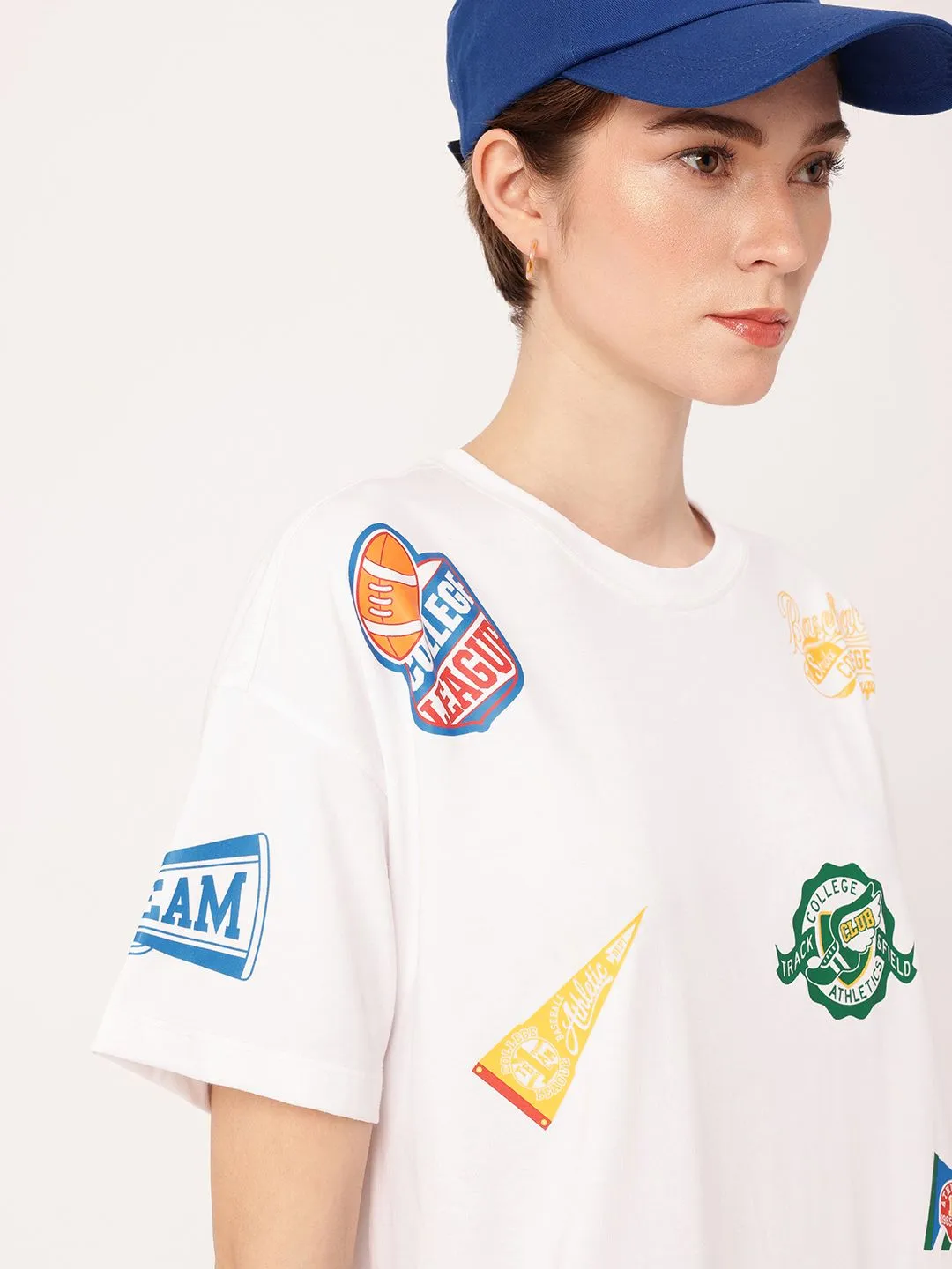 DressBerry Sporty Charm Printed Relaxed Fit Mini T-Shirt Dress