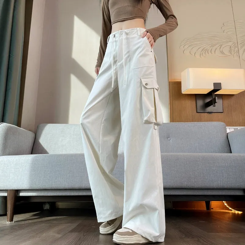 Durable Women's Cargo Pants in Solid Color with Straight Leg Design