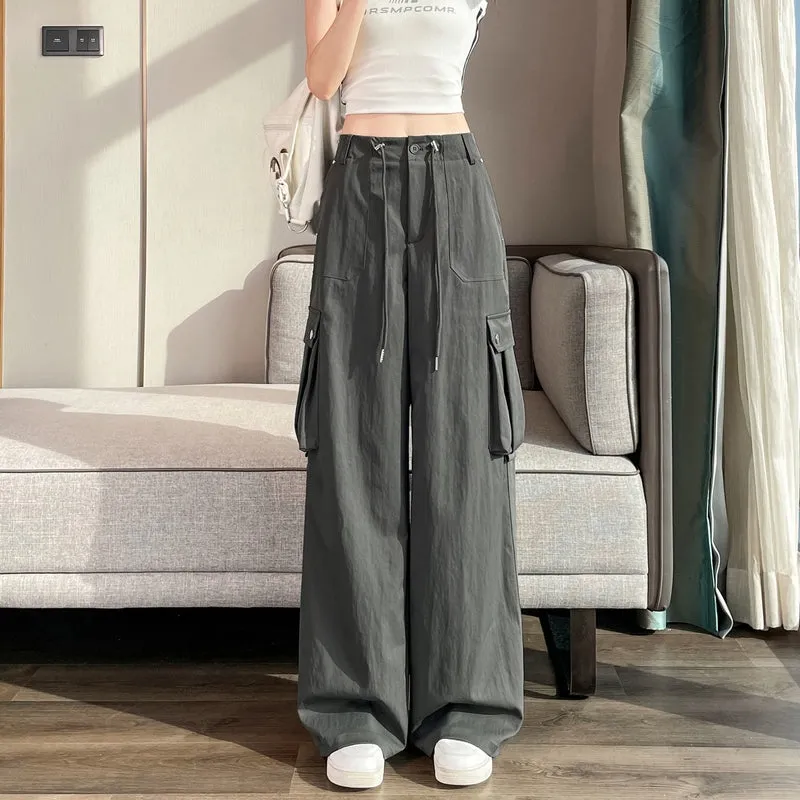 Durable Women's Cargo Pants in Solid Color with Straight Leg Design