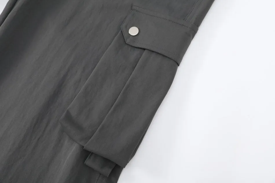 Durable Women's Cargo Pants in Solid Color with Straight Leg Design