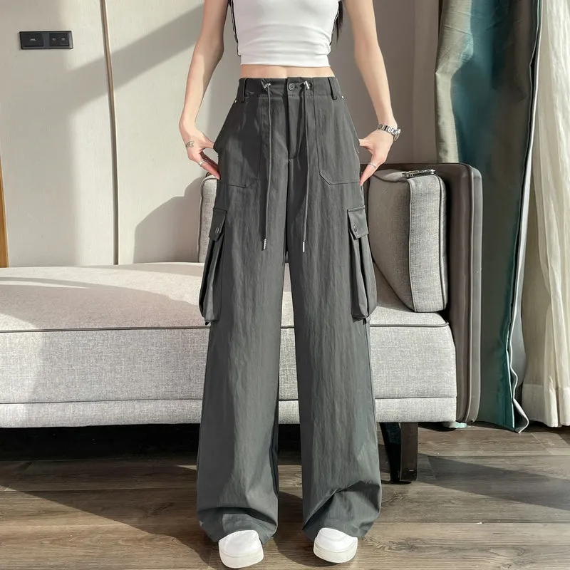 Durable Women's Cargo Pants in Solid Color with Straight Leg Design