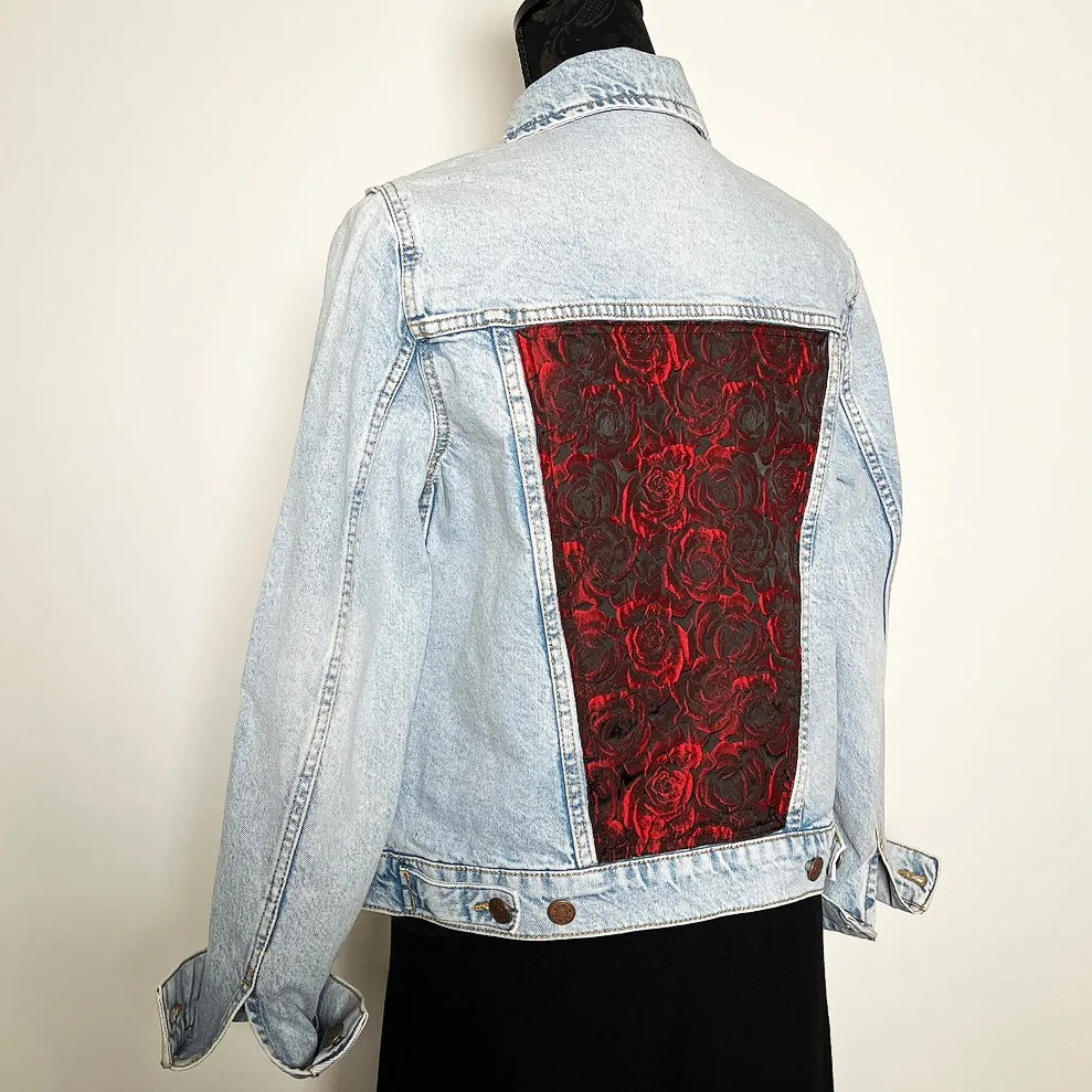 Eloise Upcycled - Denim Jacket - Red Roses
