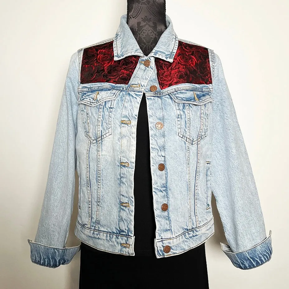 Eloise Upcycled - Denim Jacket - Red Roses