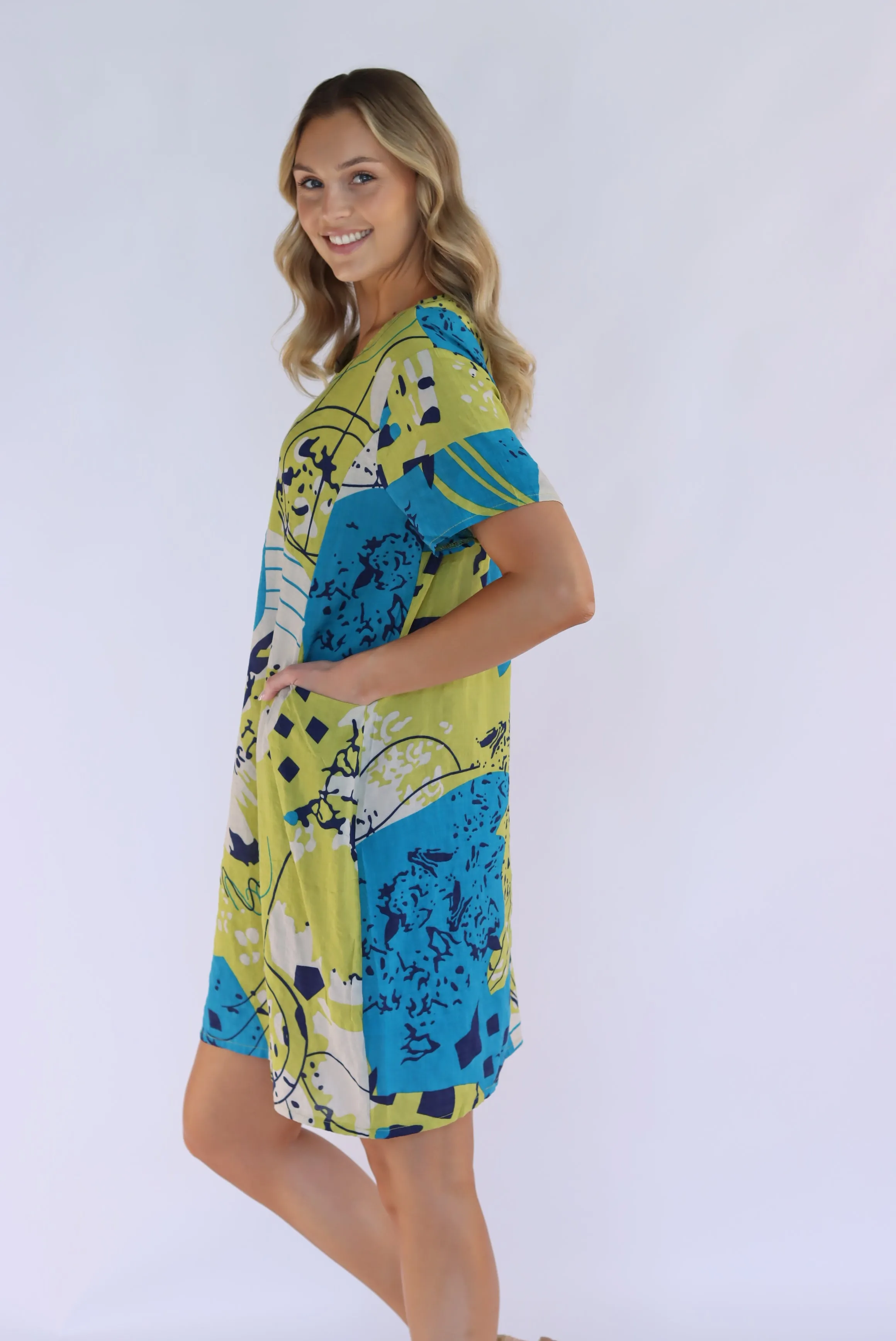 Emberly Abstract Shift Dress