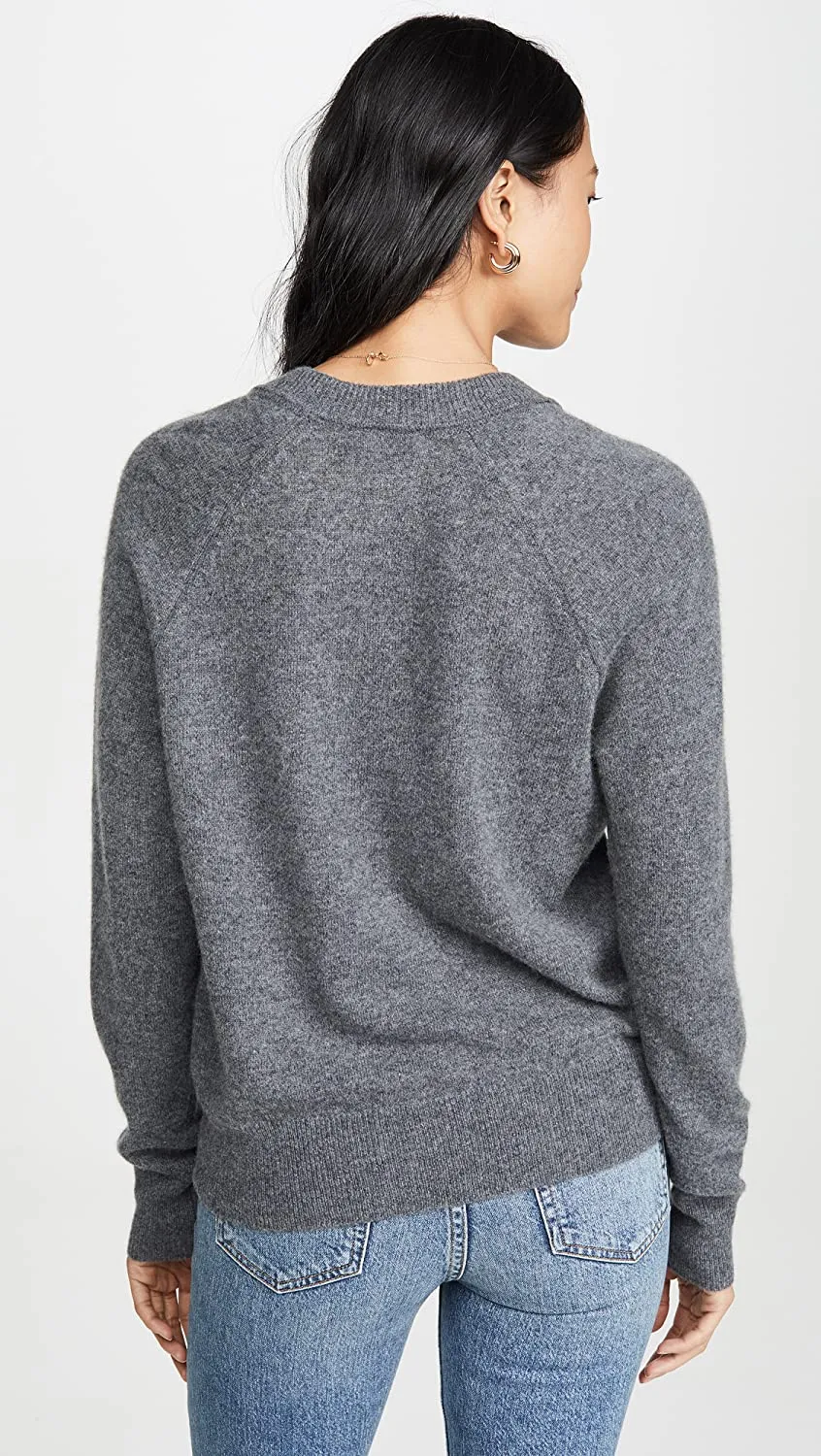 Equipment Women's Madalene V-Neck Sweater, Heather Grey, Large