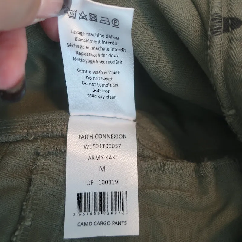 Faith Connexion Camo Cargo Pants Army Green Cotton Size Medium
