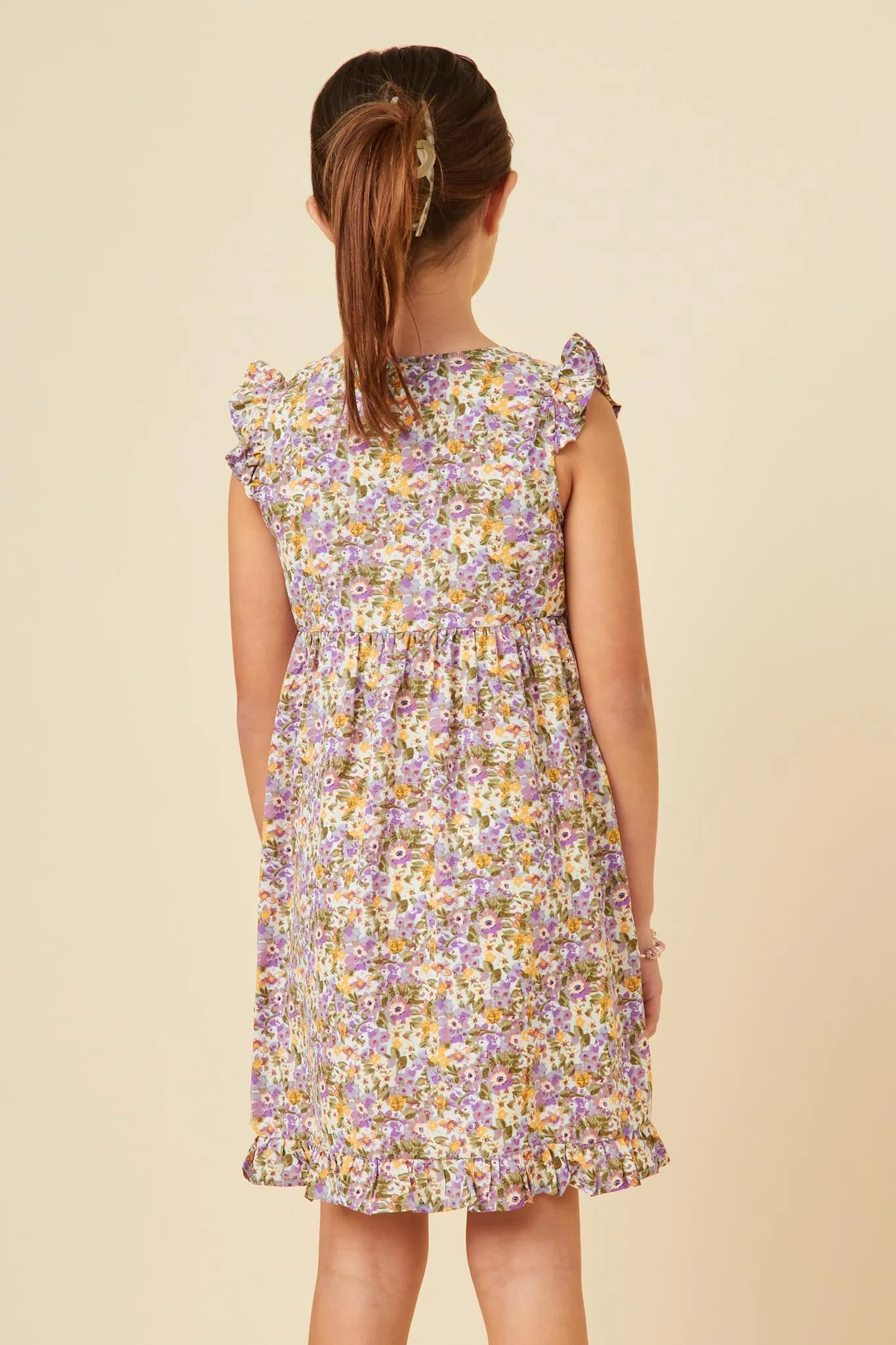 Floral Ruffle Hem Square Neck Tank Dress