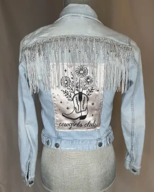 Fringe "Cowgirl club"  Womens Denim Jacket