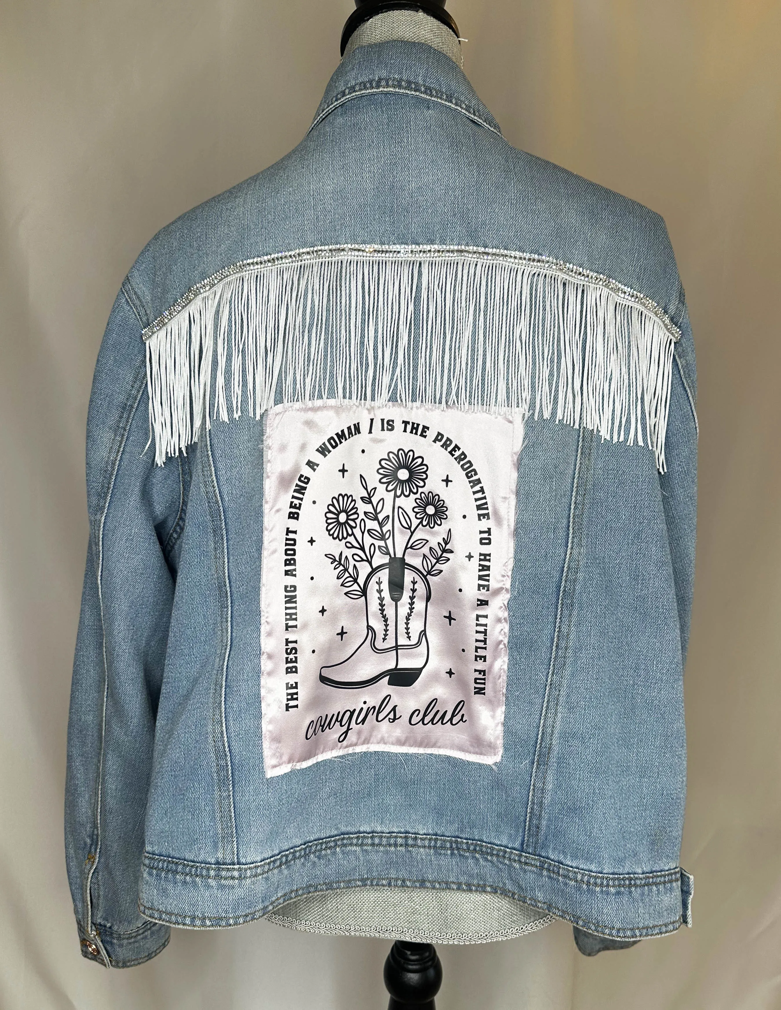 Fringe "Cowgirl club"  Womens Denim Jacket