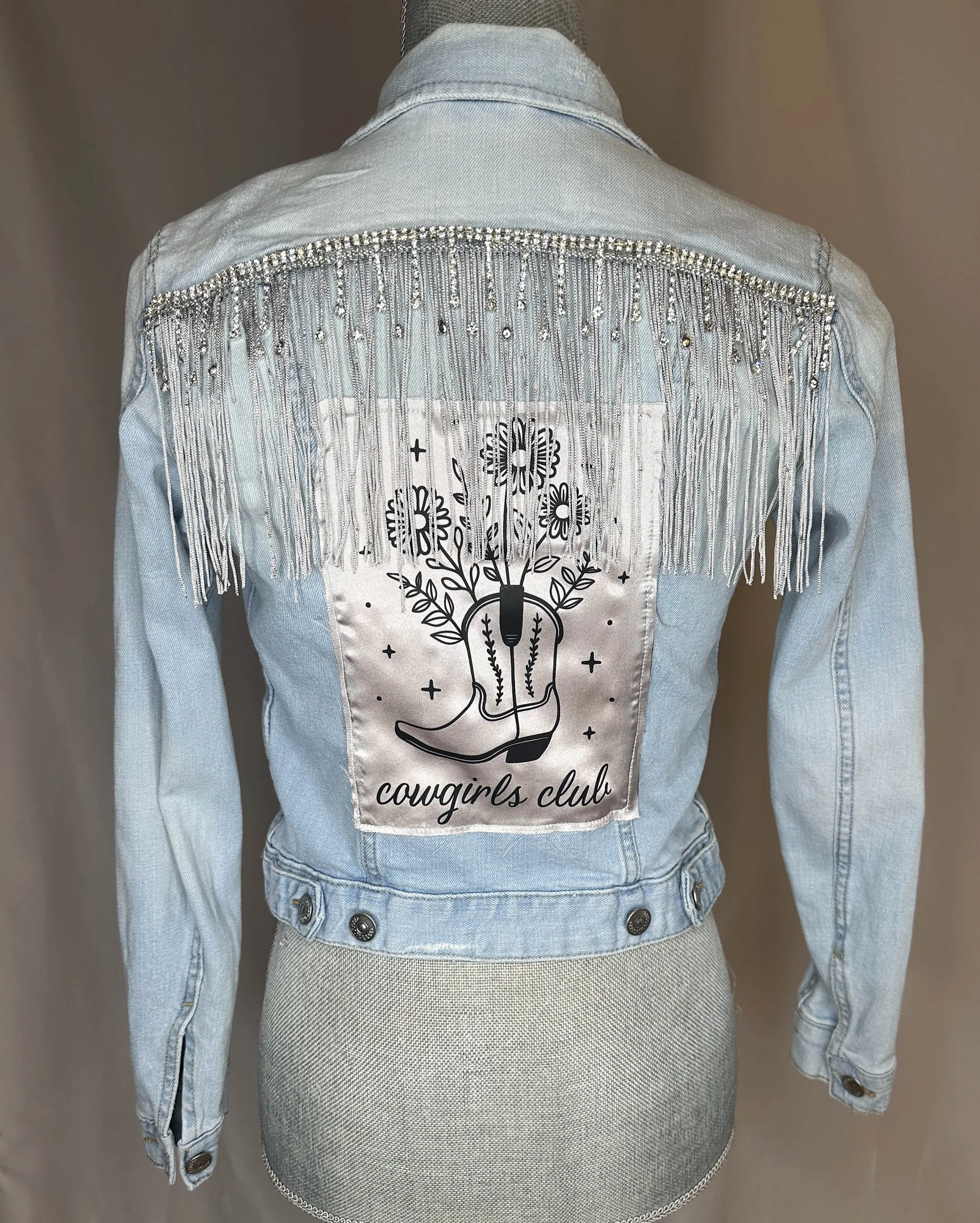 Fringe "Cowgirl club"  Womens Denim Jacket