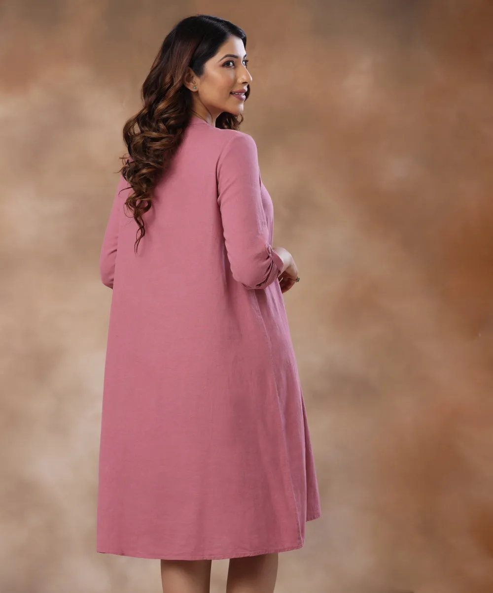 Front Buttoned Embroidered Shift Dress