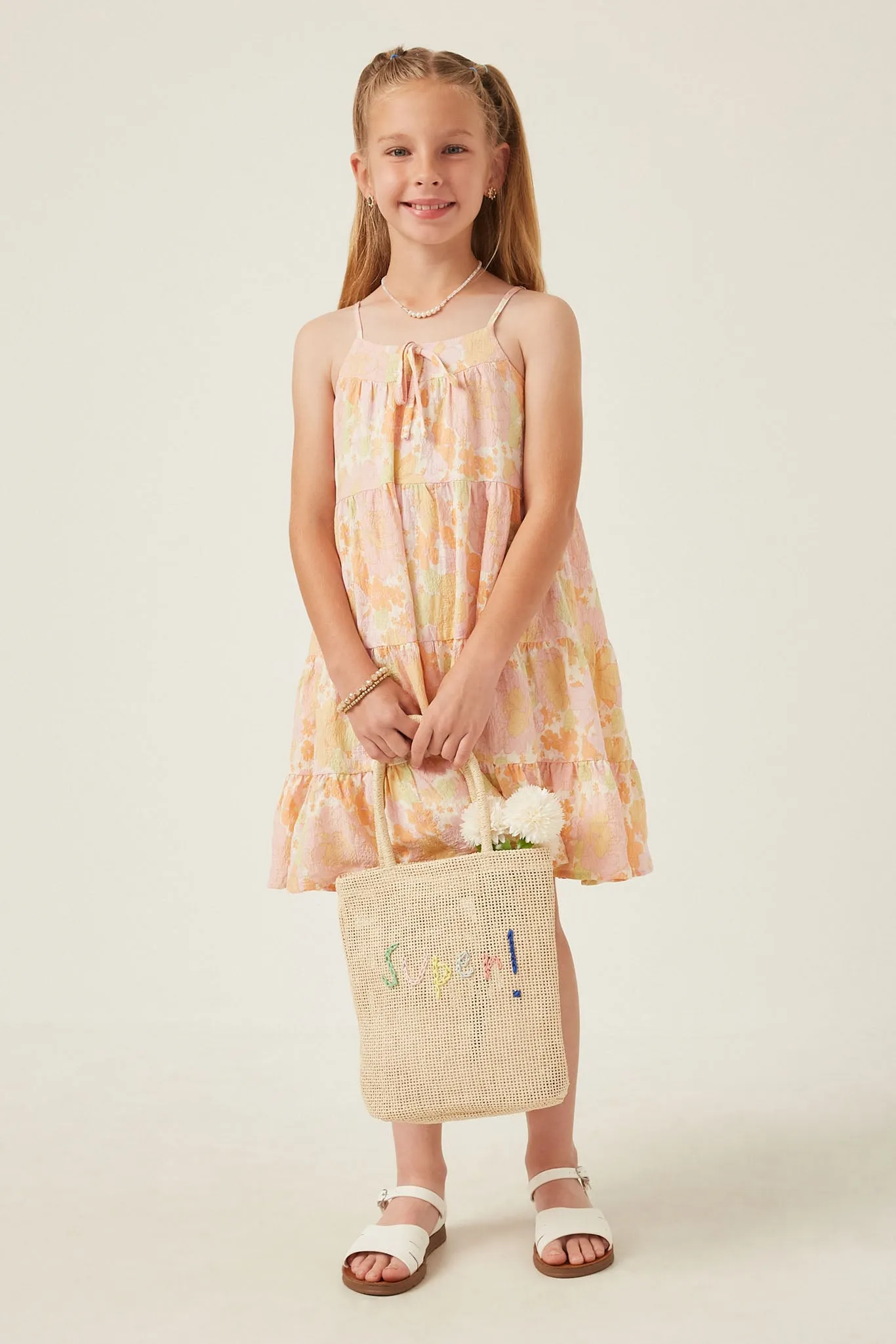 Front Tie Floral Tiered Dress