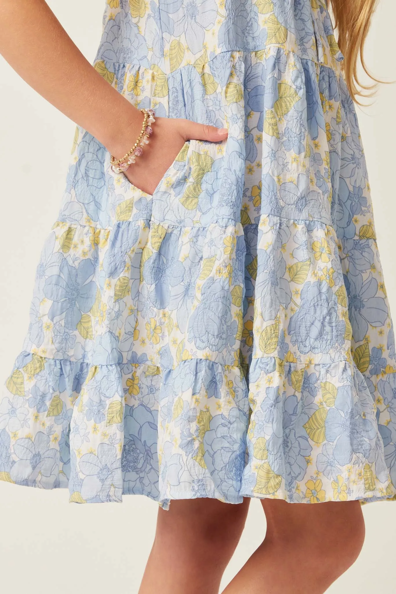 Front Tie Floral Tiered Dress