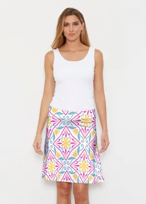 Geo Tile Blue (8158) ~ Silky Brenda Skirt 21 inch