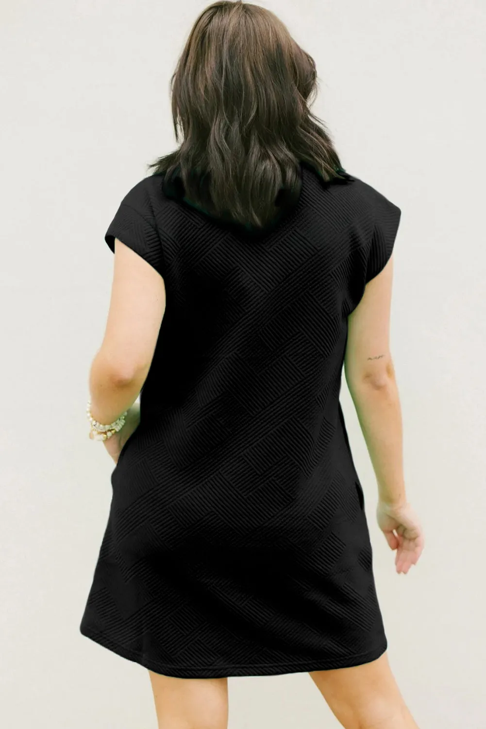 Geometric Pattern Mini T-Shirt Dress with Cap Sleeves