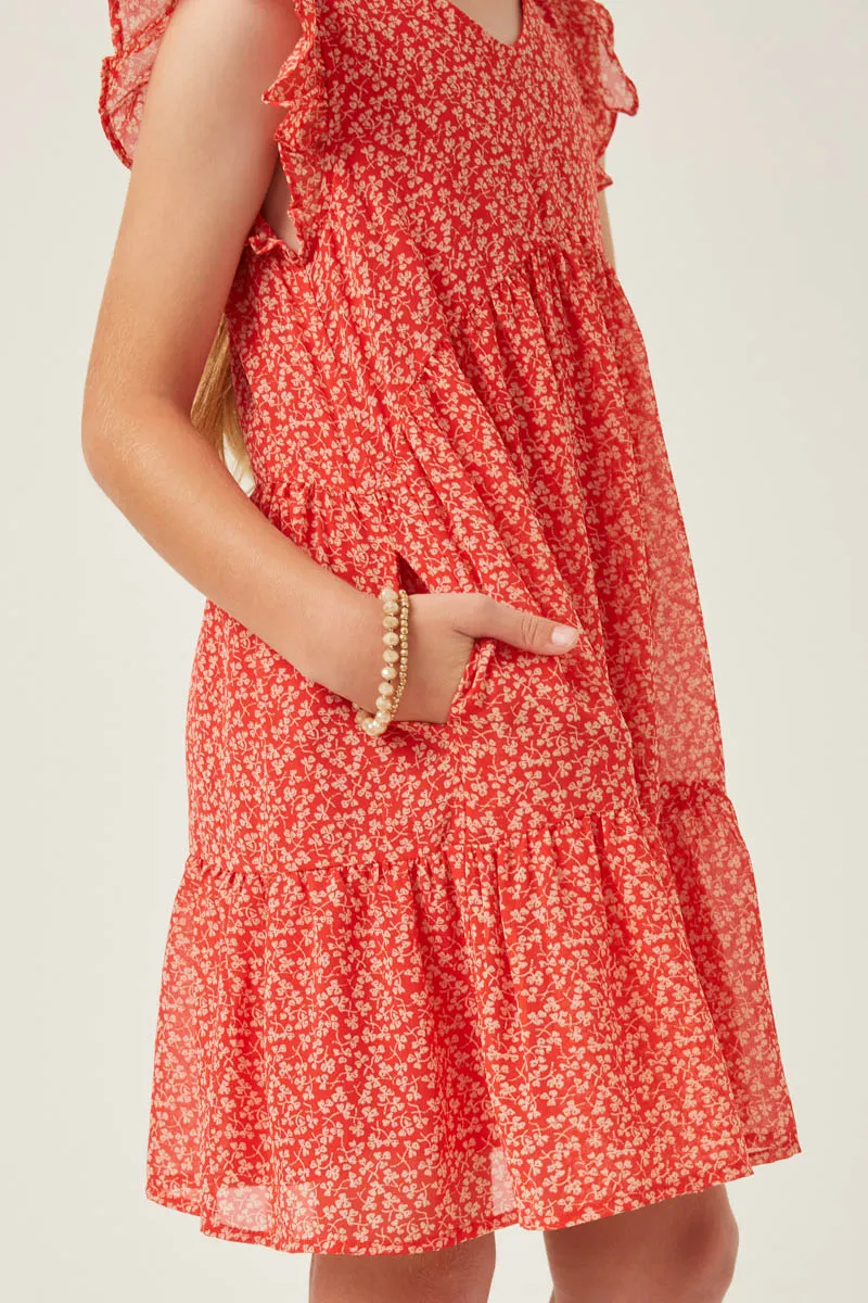Girls Ditsy Floral Ruffle Tank Dress