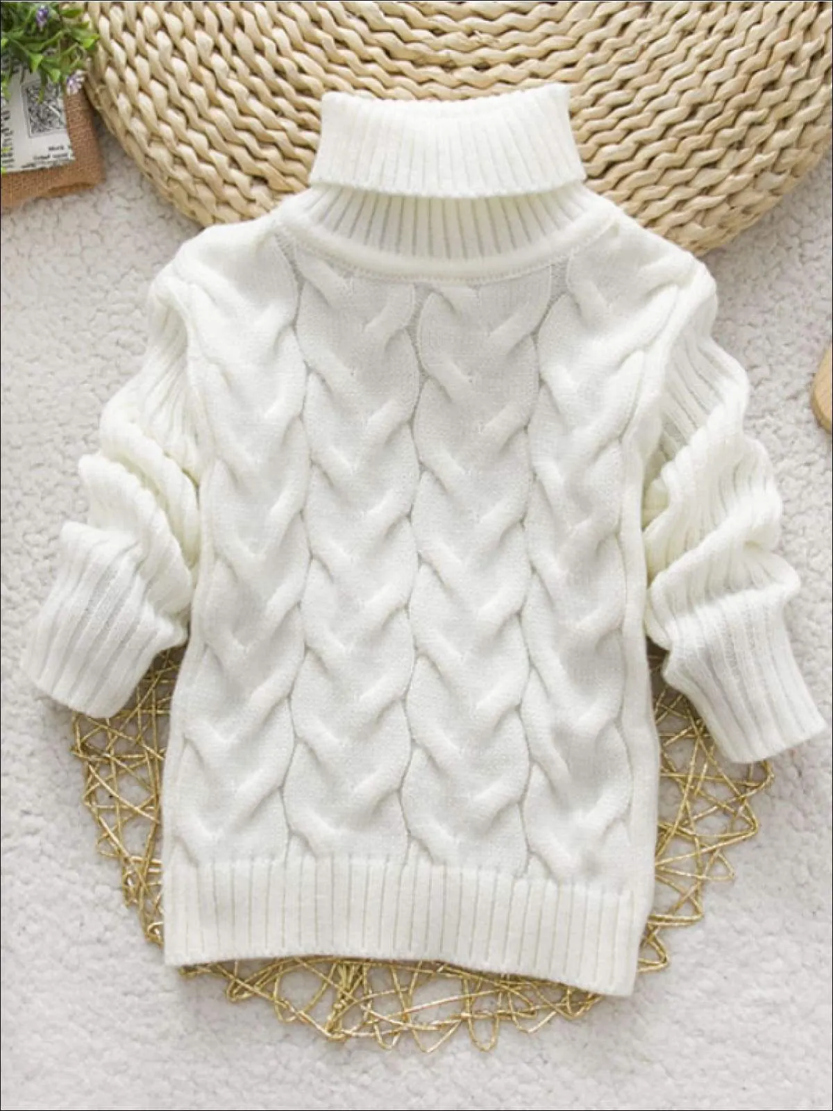 Girls Thick Knitted Turtle-Neck Sweater(5 Style Options)