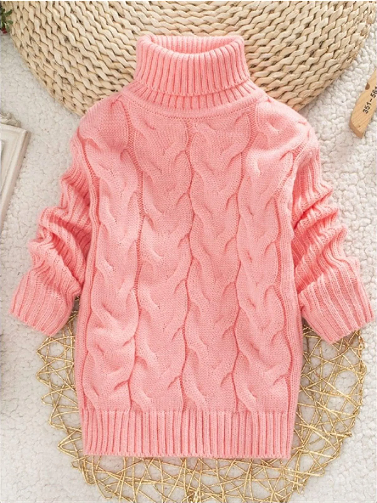 Girls Thick Knitted Turtle-Neck Sweater(5 Style Options)