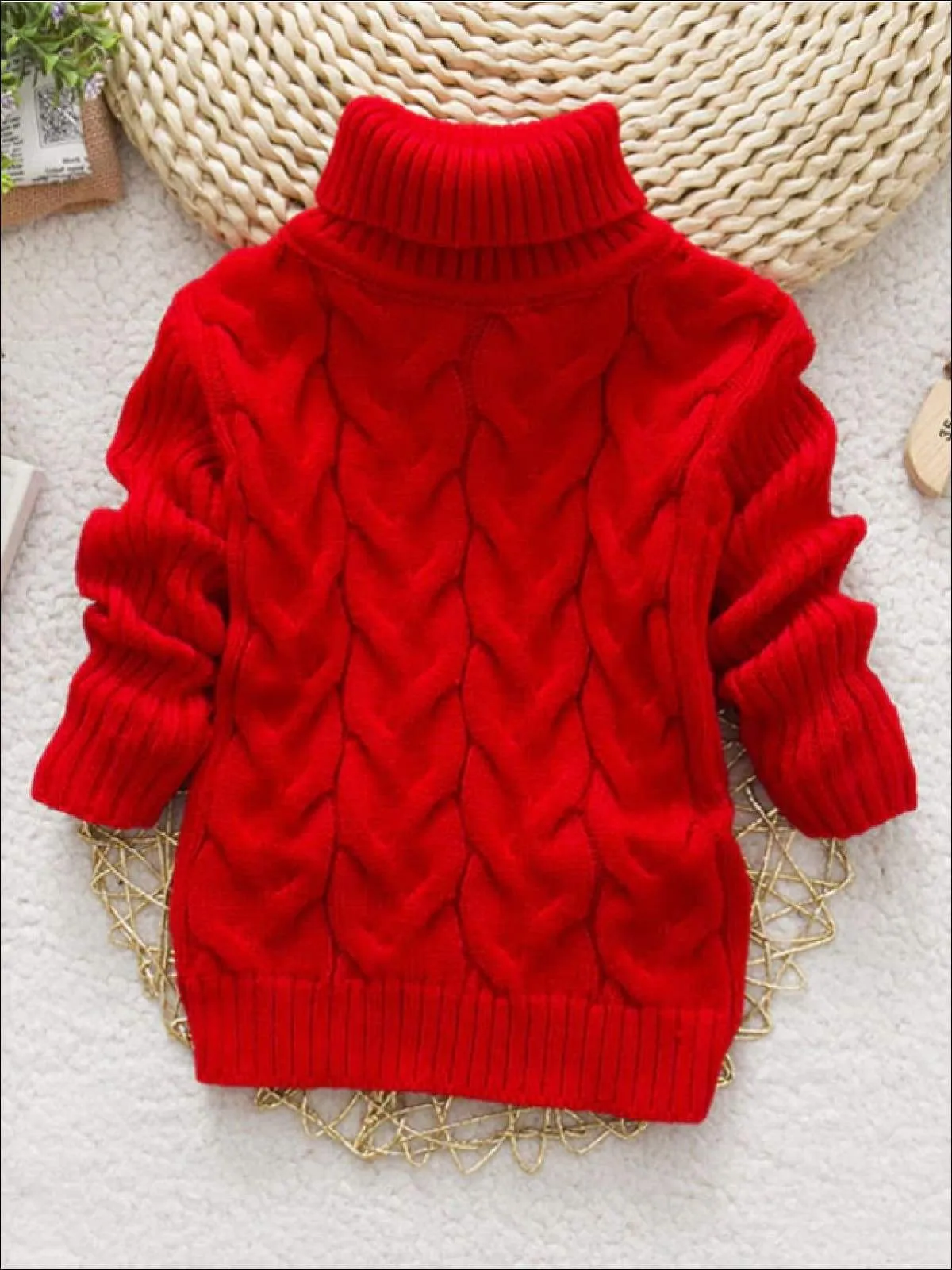 Girls Thick Knitted Turtle-Neck Sweater(5 Style Options)