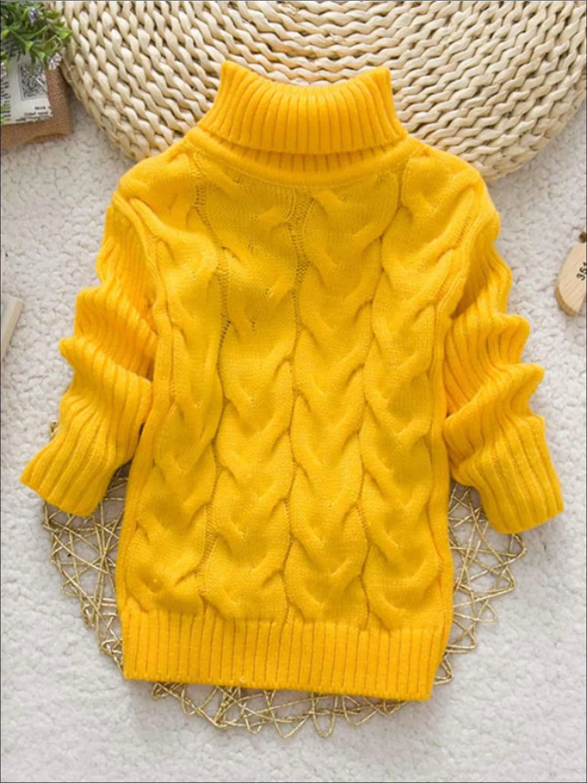 Girls Thick Knitted Turtle-Neck Sweater(5 Style Options)