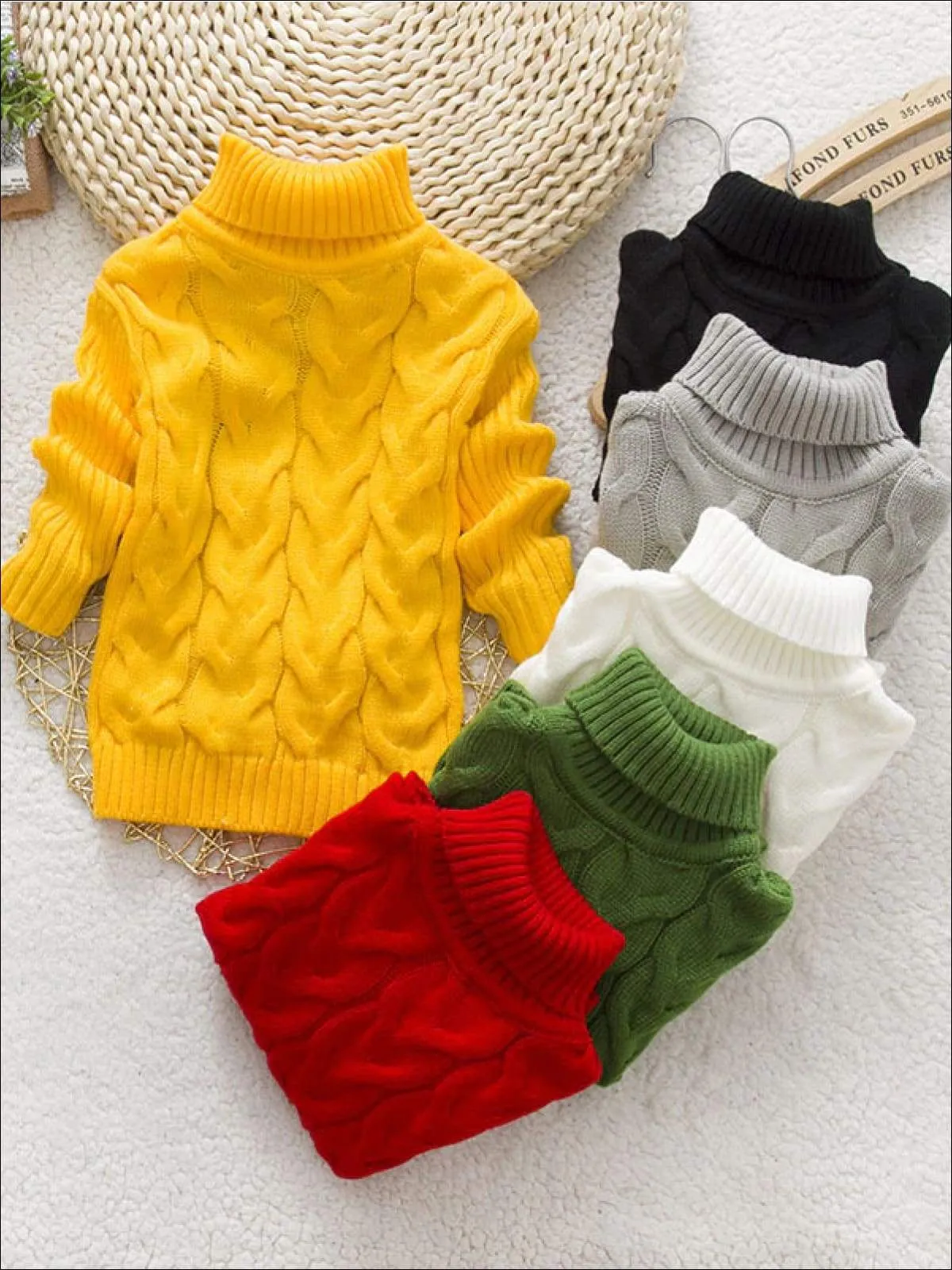 Girls Thick Knitted Turtle-Neck Sweater(5 Style Options)