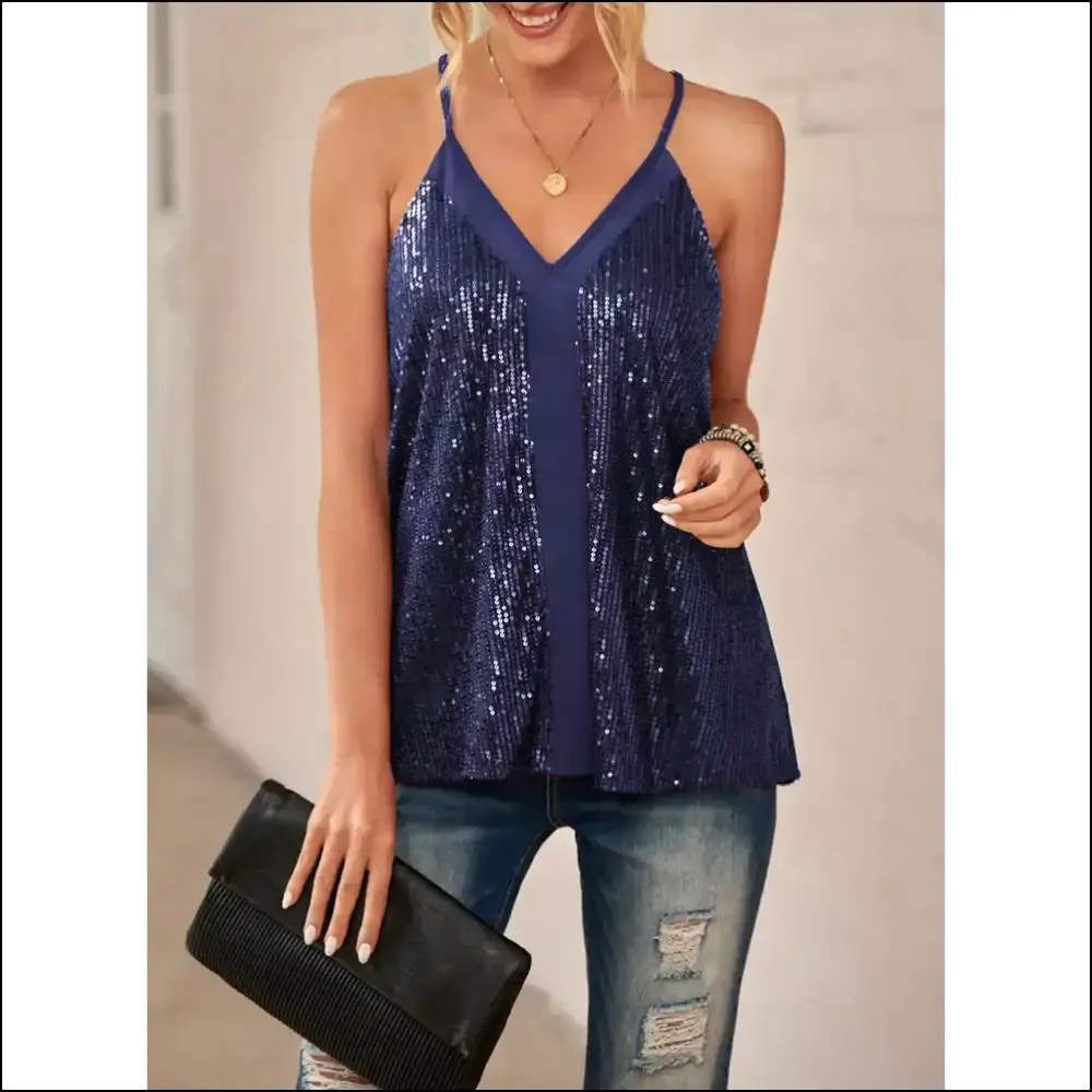 Glam Sequin Racerback Tank Top