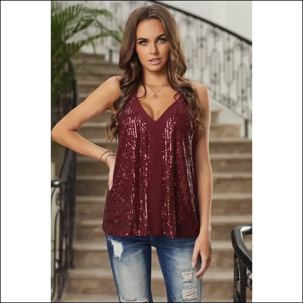Glam Sequin Racerback Tank Top