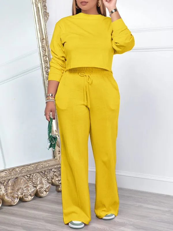 Gorgeousladie Solid Sweatshirt & Pants Set