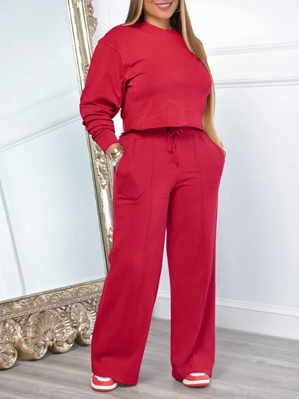Gorgeousladie Solid Sweatshirt & Pants Set