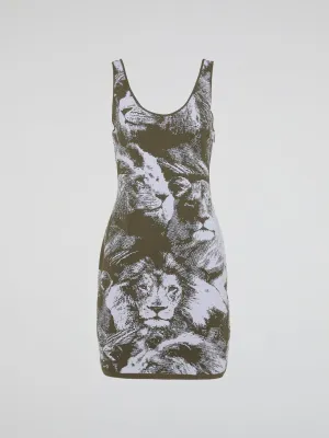 Green Animal Print Tank Dress