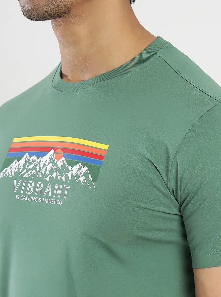 Green Printed Slim Fit T-Shirt | Greenfibre