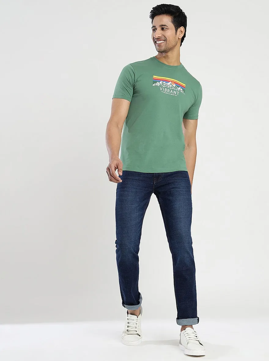 Green Printed Slim Fit T-Shirt | Greenfibre