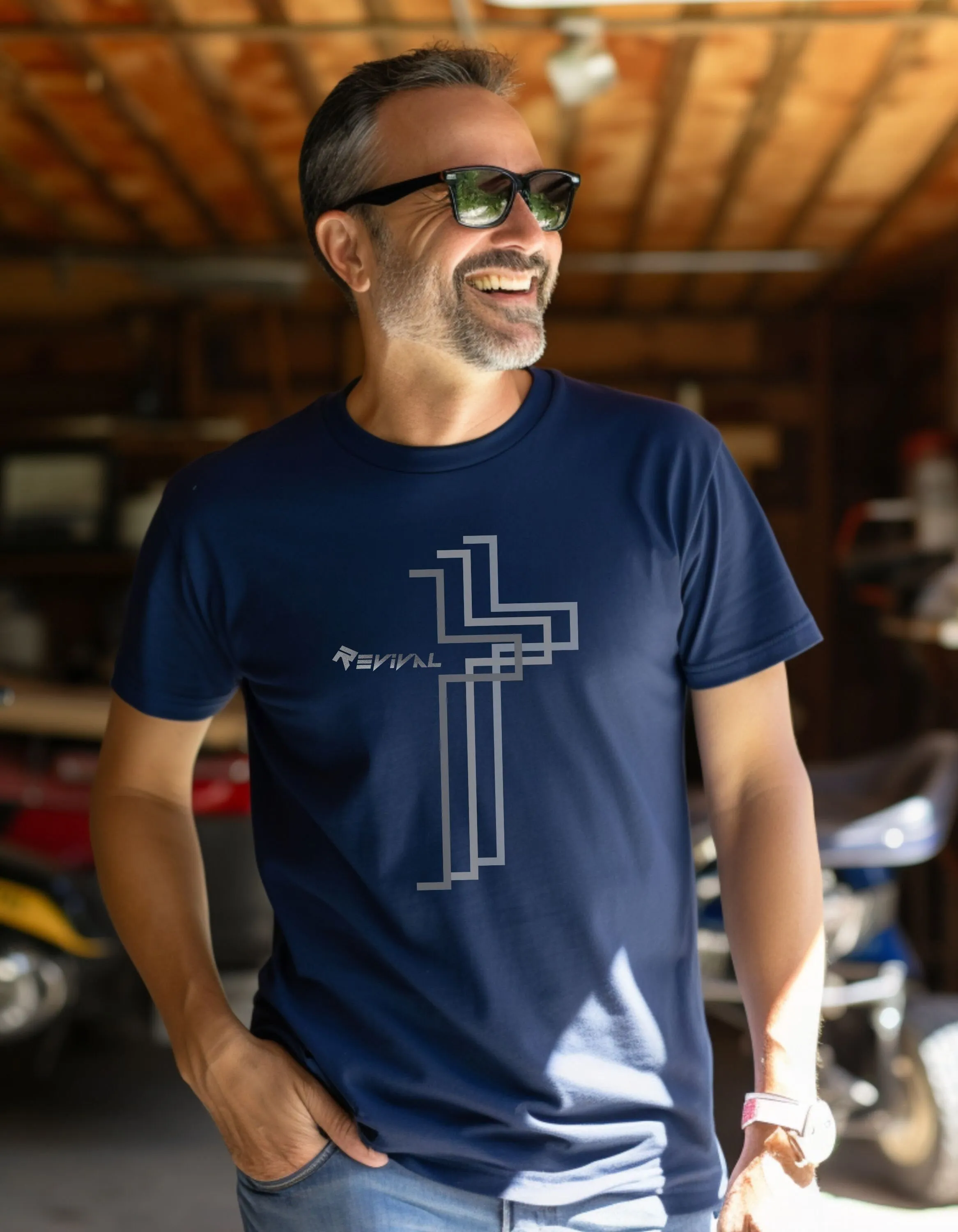 Grey Calvary Intersection by Revival Short sleeve T-Shirt, Comfortable, soft Tee, Gift for Men and Women