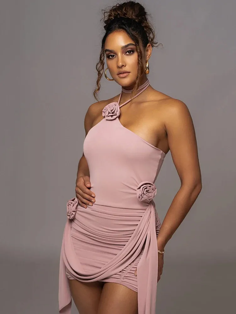 Halter Flower Sexy Mini Dress