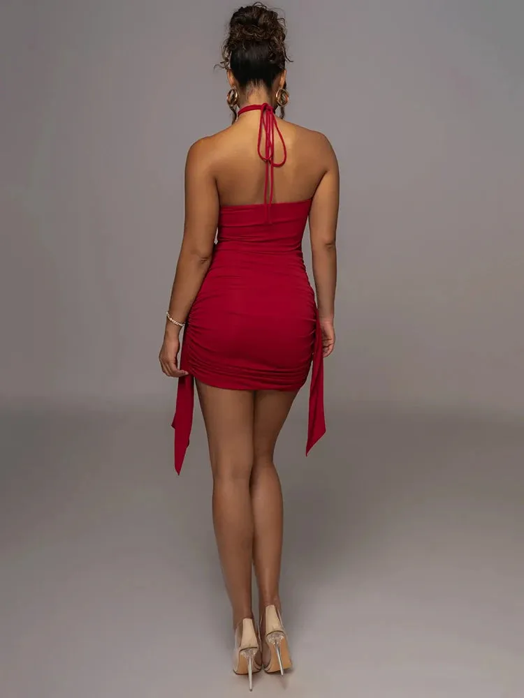 Halter Flower Sexy Mini Dress