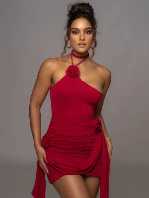 Halter Flower Sexy Mini Dress