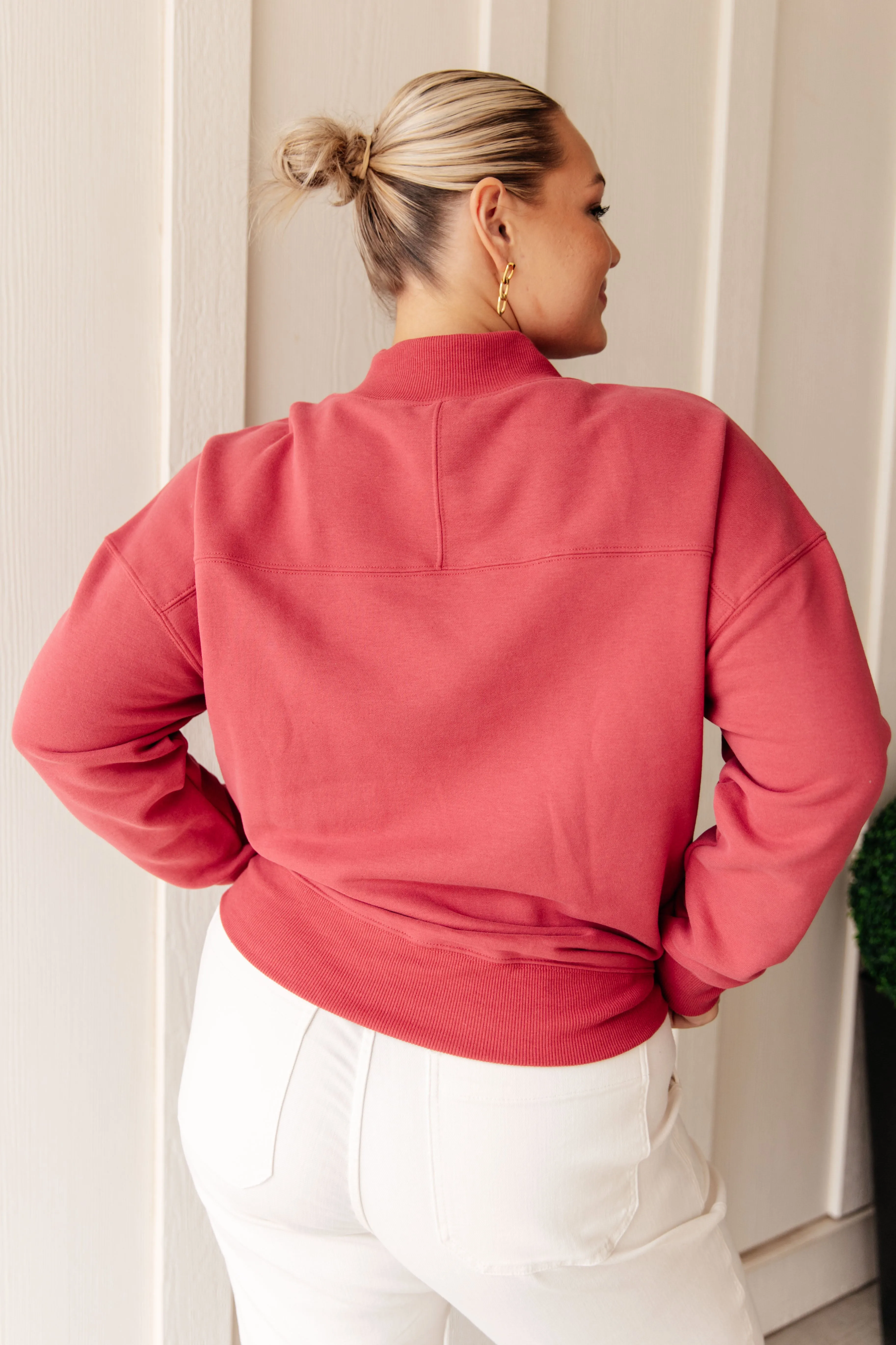 Hazel Blues® |  Make No Mistake Mock Neck Pullover in Cranberry