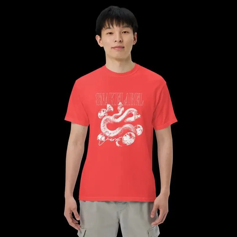 Heavyweight snake design t shirt: 100% Ring-Spun Cotton, 6.1 oz, Relaxed Fit