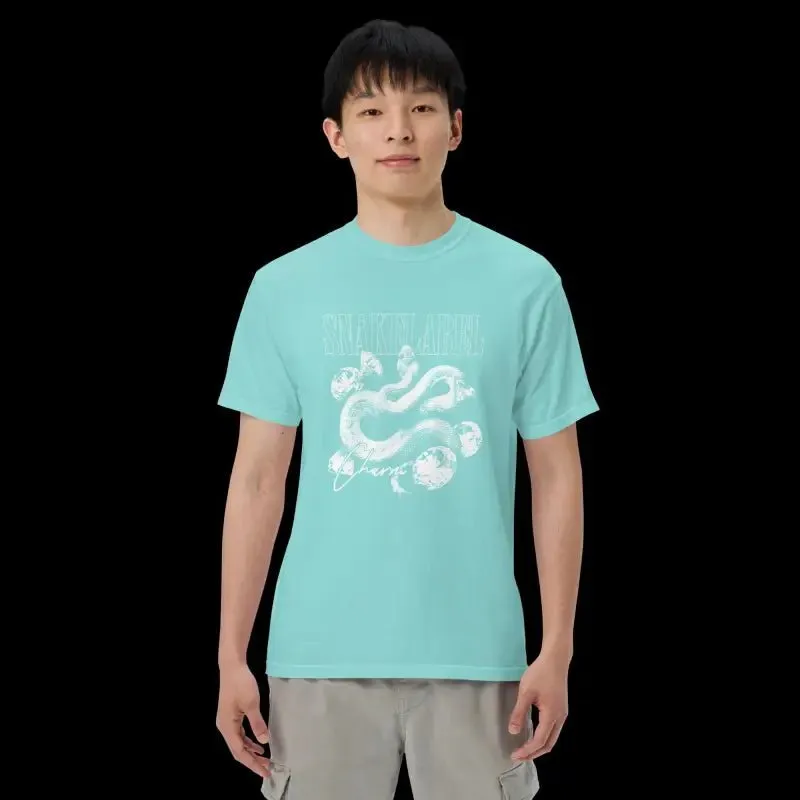 Heavyweight snake design t shirt: 100% Ring-Spun Cotton, 6.1 oz, Relaxed Fit