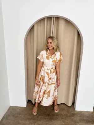 Heidi Dress -Mustard/Nude