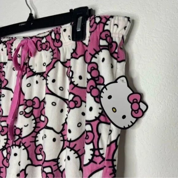 Hello Kitty Pink Hello Kitty Face Pajama Pants Size L NWT