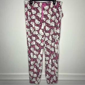 Hello Kitty Pink Hello Kitty Face Pajama Pants Size L NWT
