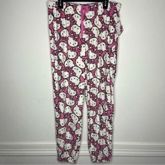 Hello Kitty Pink Hello Kitty Face Pajama Pants Size L NWT